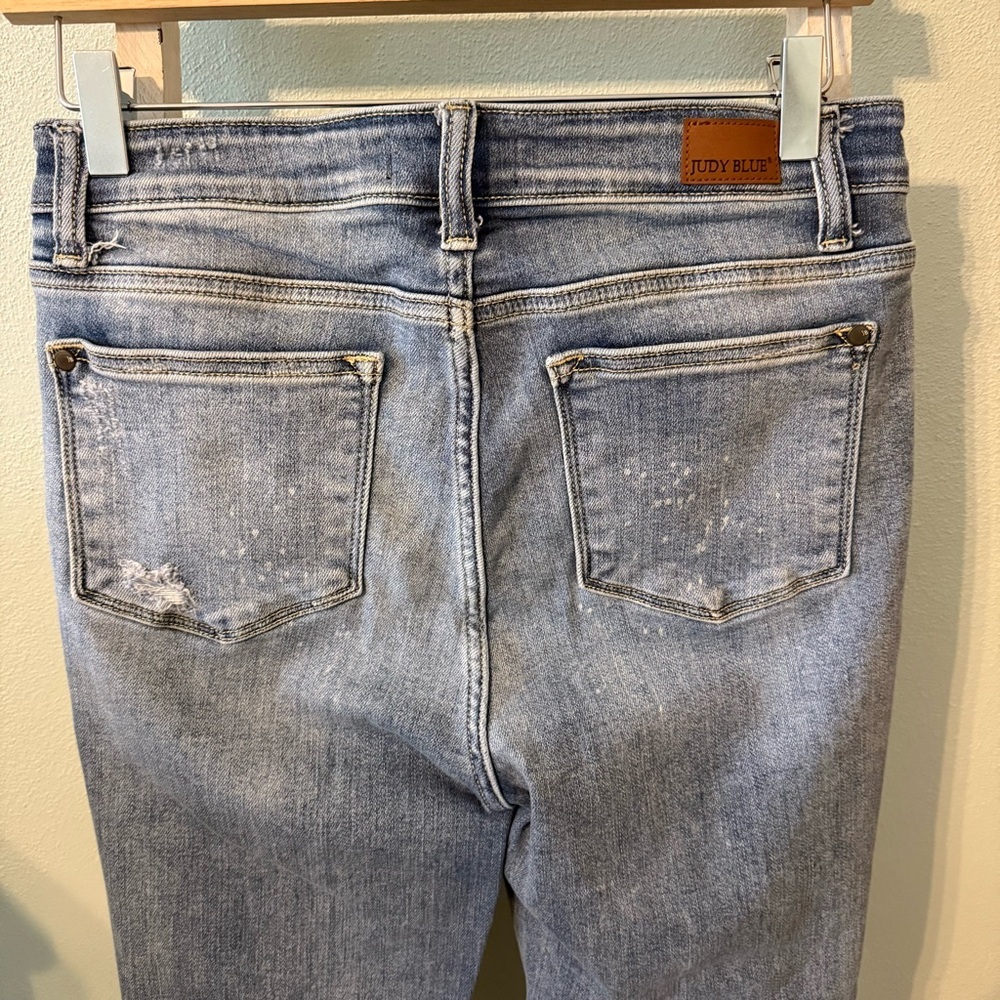 Judy Blue Distressed Light Blue Skinny Fit High Rise Jeans Size 7/28 - Picture 4 of 10